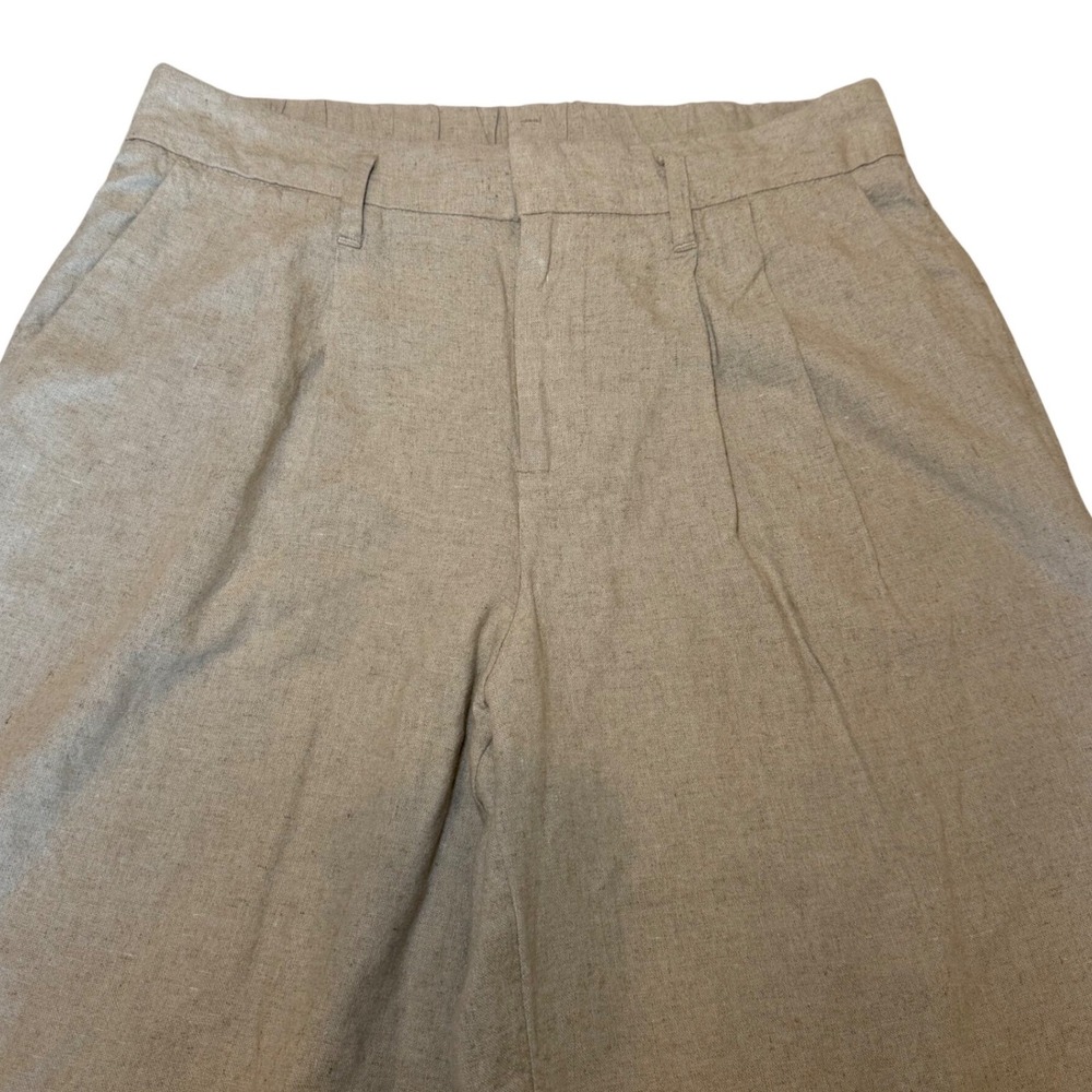 A New Day Womens High Rise Linen  Blend Trousers Tan Oatmeal Size 6